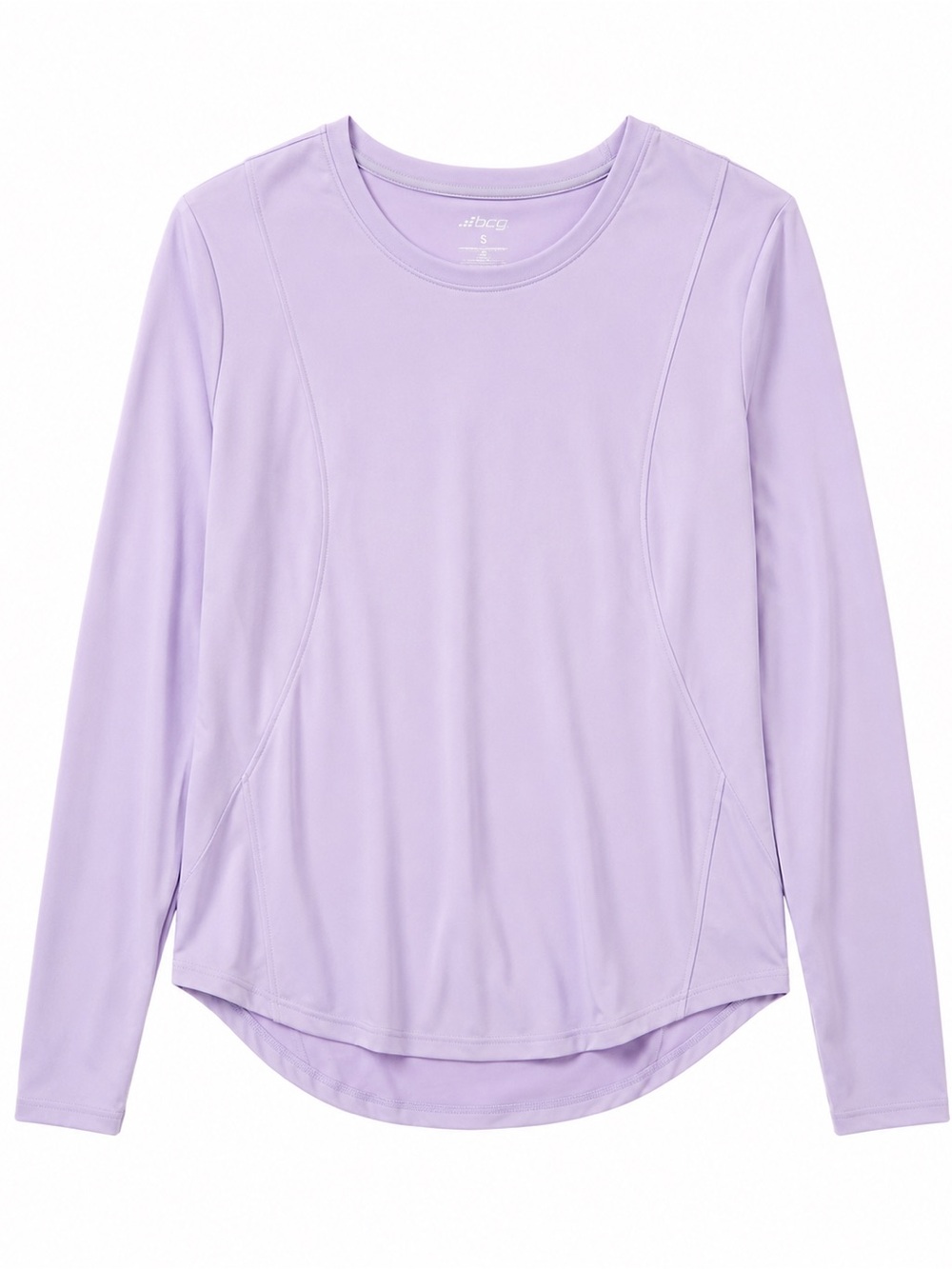 BCG Lavender Purple Recycled Polyester Crew Neck Active Long Sleeve Tee Size S